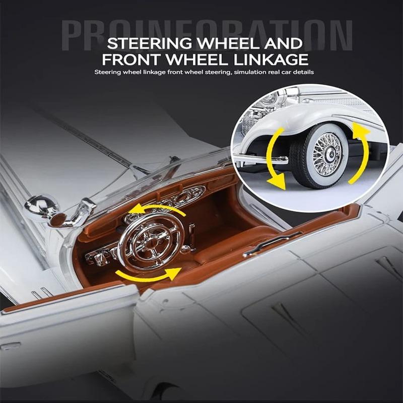 Retro-Stil 1:24 Oldtimermodelle aus Legierung, klassische 500K- und CLK-GTR-Serie, geeignet für junge Leute zum Sammeln und Ausstellen von Geschenken und Spielzeugen für Jungen