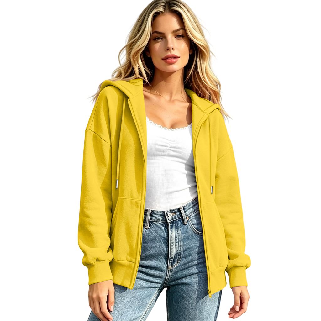 Damen Oversized Hoodie Langarm Reißverschluss Lässiger Pullover