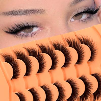7 Paia Ciglia Finte Soffici, Ciglia Occhio di Volpe Gatto Alate Effetto Eyeliner Look Naturale, Ciglia di Seta 6D