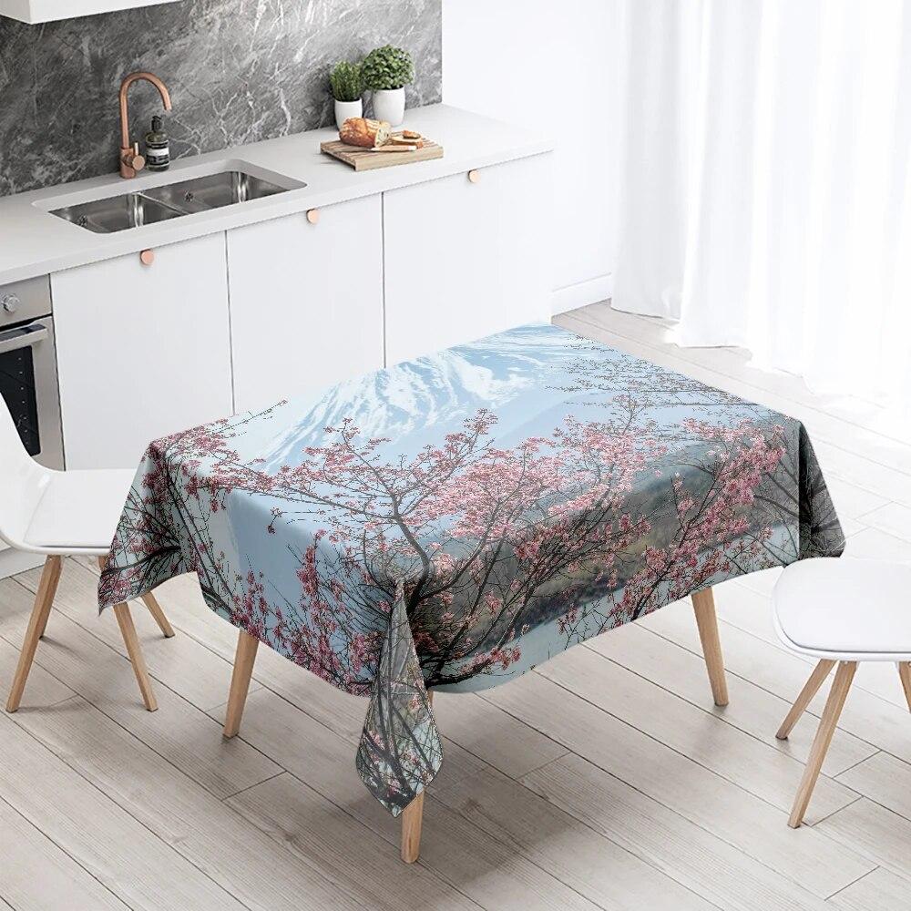 Winter Snow Tablecloth Beautiful  Anti-fouling Waterproof Rectangular Kitchen Table Home Decoration