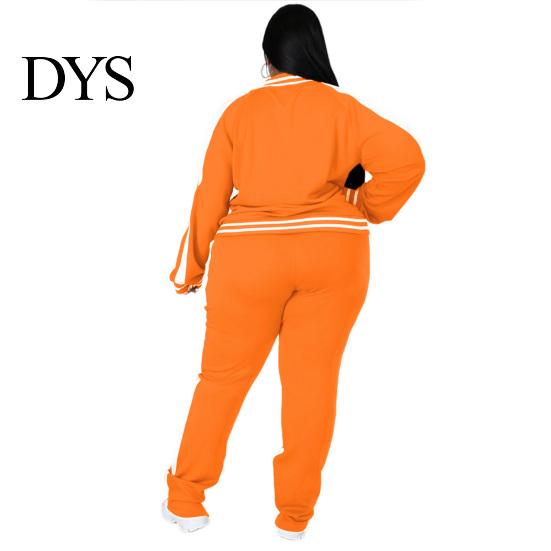 Dames Effen Kleur Casual Outfit 2 Delen/Set Joggingpak Grote Maten Ritssluiting Lange Mouwen Dagelijkse Kleding Tweekleurig Trainingspak met Broek