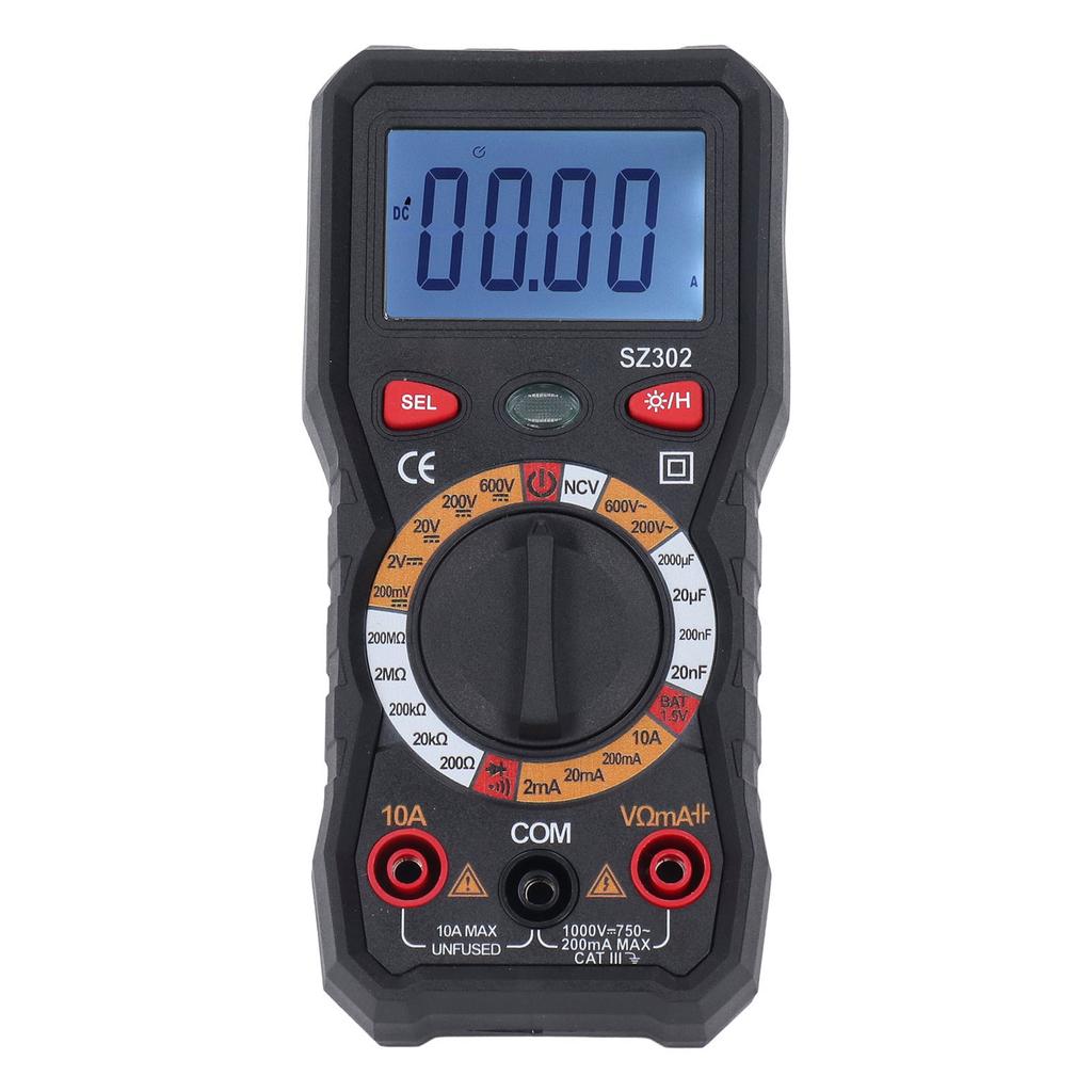 Digital Multimeter Hintergrundbeleuchtung Hohe Genauigkeit Automatisch LED-Anzeige DC AC Voltmeter mit Taschenlampe Schwarz