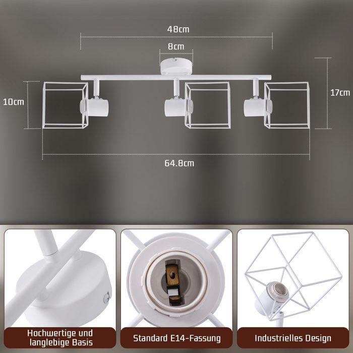 Spot de plafond - NETTLIFE - Spot 3 ampoules E14 - Blanc - Pivotant 350° - Métal