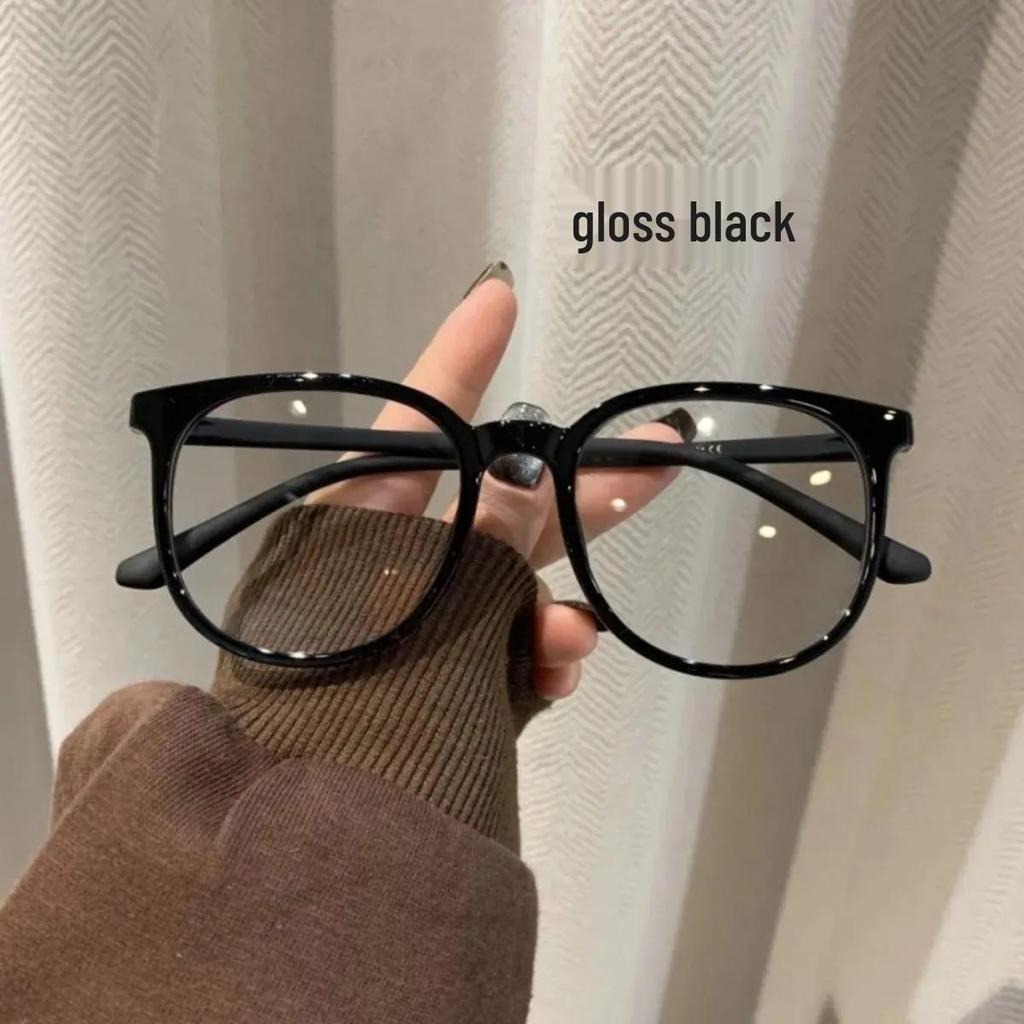 Xiaohongshu Influencer Style Unisex Student Prescription Glasses, Chestnut Brown Large Frame, No Makeup Look