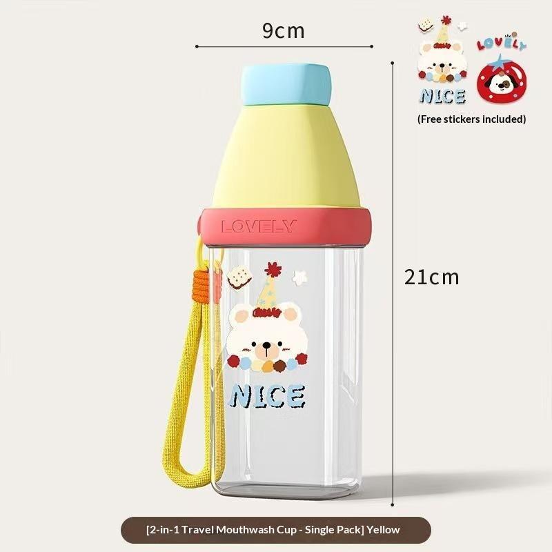 3 In 1 Plastic Toothbrush Cup Large Capacity Cartoon Print Portable Toothpaste Storage Case for Travel Trips