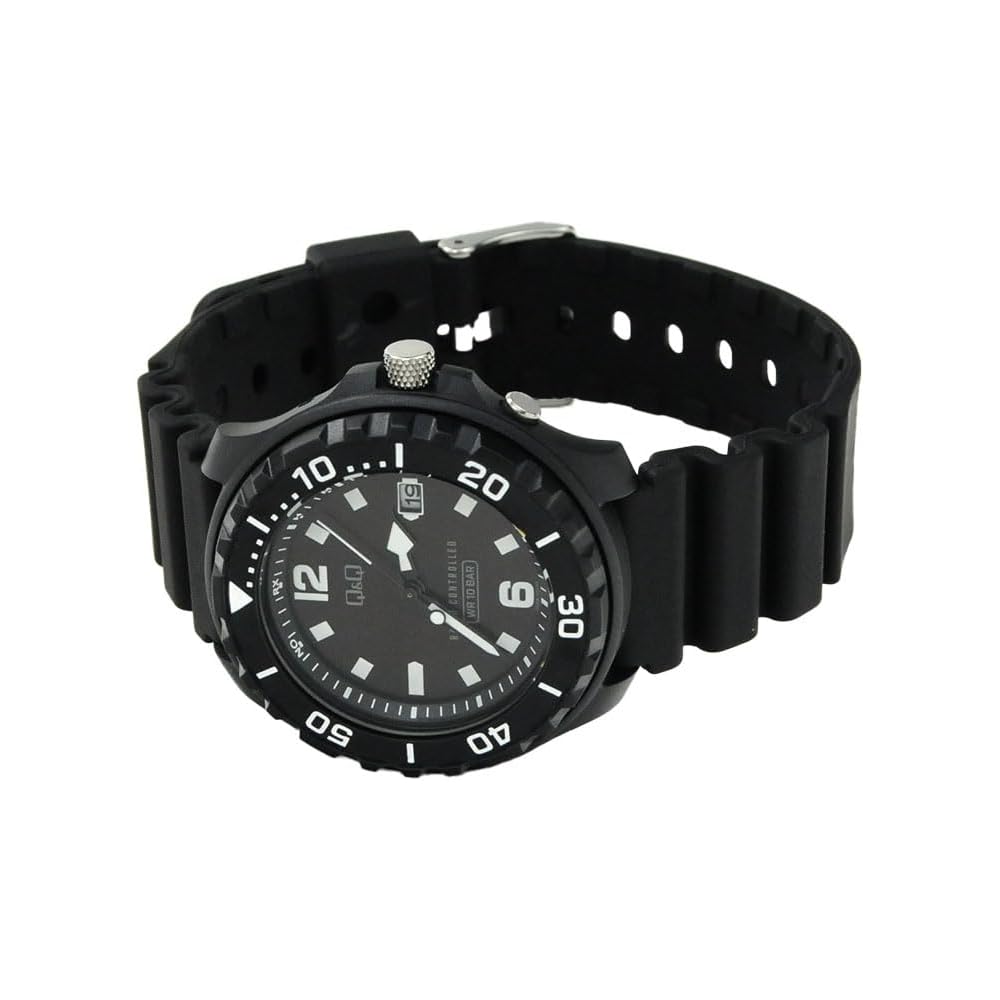 Citizen Q&Q Analog Solar Radio-Controlled Watch Waterproof Date Urethane Band Men's Black D02A-001VK
