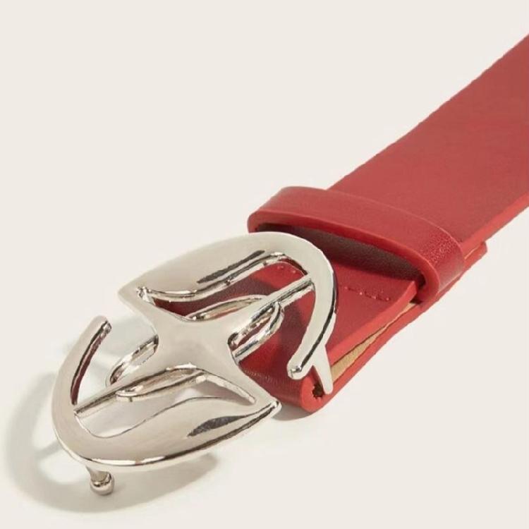 Vintage PU Belt for Women Star Buckle Belt 2000s Waistband Aesthetic Waist Belt for Teens Girl Jeans Shorts Dress Belt