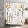 Floral Shower Curtain Printed Fabric Waterproof Bathroom Decor for Kids Room Decoration Pastel Colors Size 72x84 inches (183*213