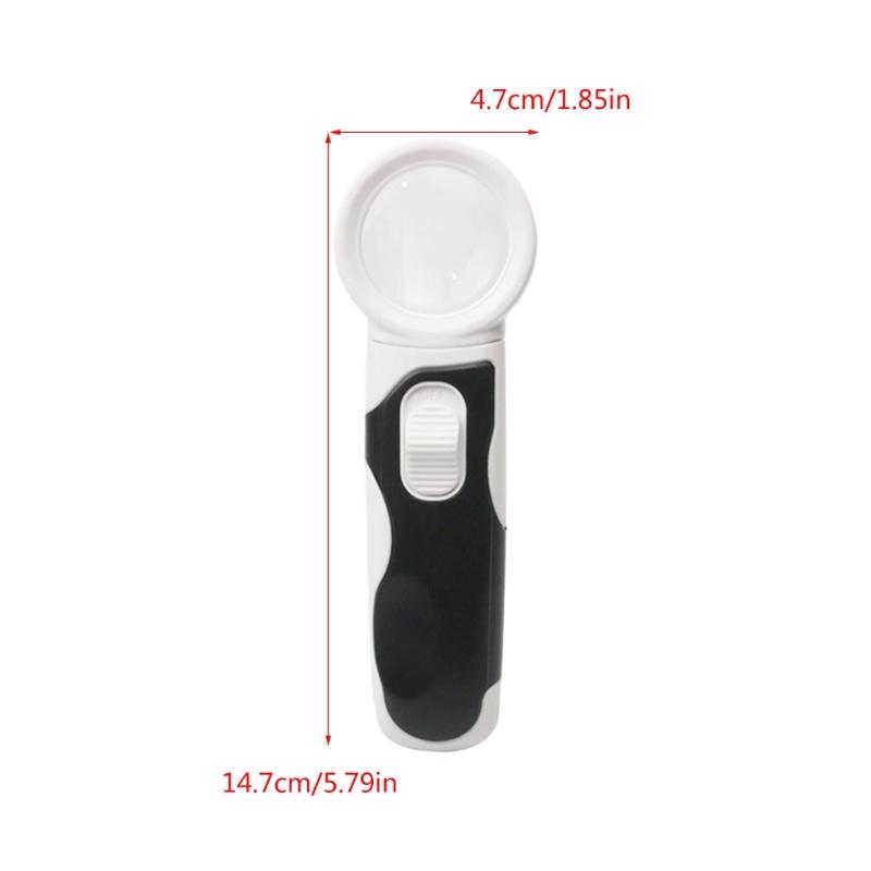 Förstoringsglas med ljus, 16x Handhållet Stort förstoringsglas 2 LED-belyst Förstoringsglas för Seniorläsning