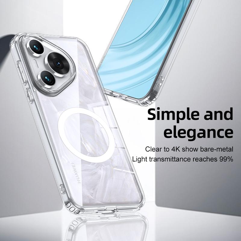 Husă acrilică Magsafe rezistentă la șocuri pentru Huawei Pura 70 Pro Plus Husă din spate cu încărcare fără fir mată transparentă pentru Huawei Pura 70 Shell No Yellowlling