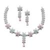 Rhodium-Plated Silver Toned Star Shaped American Diamond Studded Necklace Earrings Jewellery Set for Girls and Women