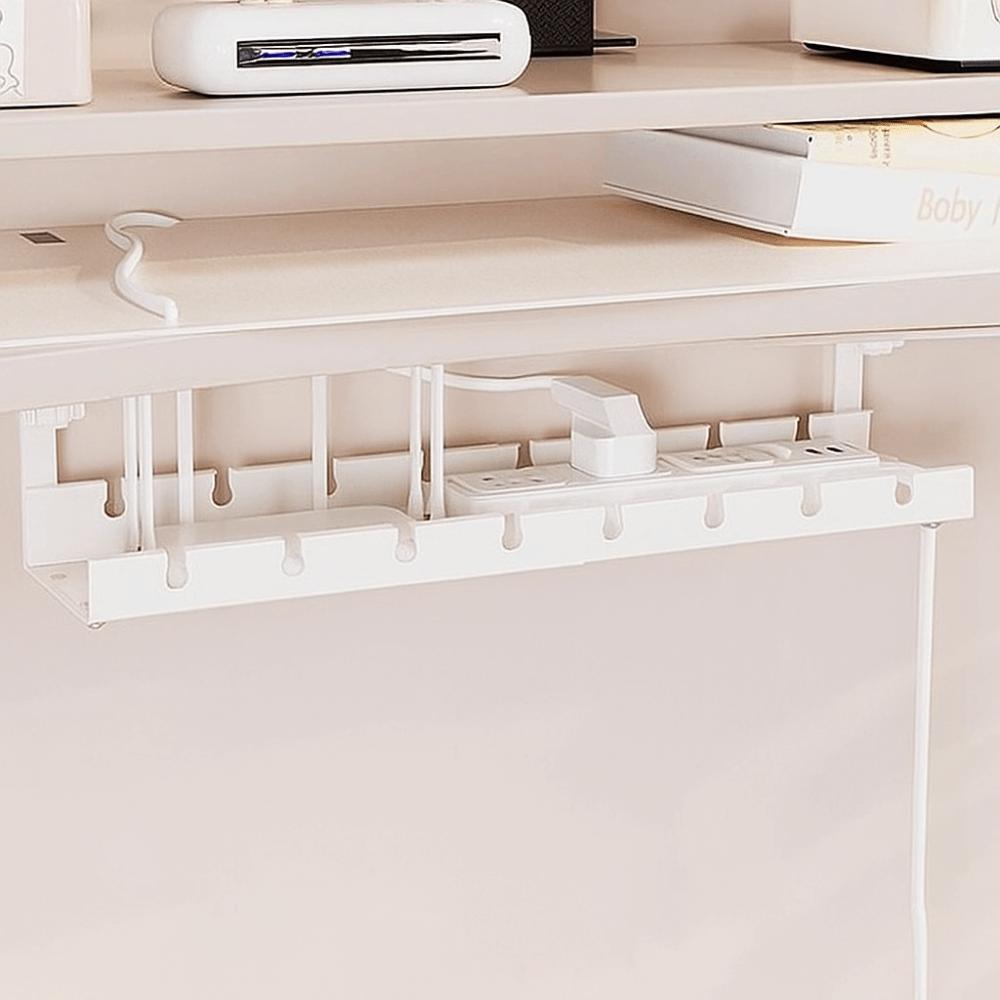 No Drilling Retractable Cable Storage Rack Heavy Duty Metal Cable Tray  Computer Desk