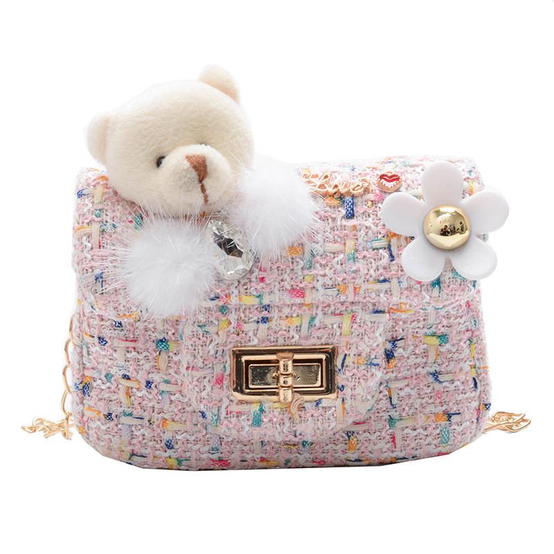 

Fashionable Mini Plush Childrens Crossbody Bag In Black White Blue Pink Colors рожевий