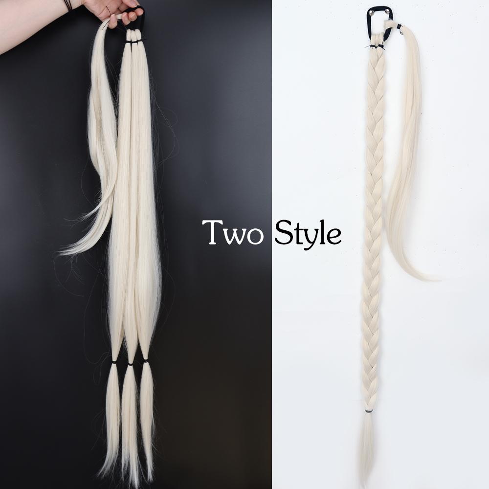 LISI HAIR 34-calowe syntetyczne, długie, plecione kucyki doczepiane do włosów dla kobiet, czarne, brązowe, kucyk, codzienne noszenie