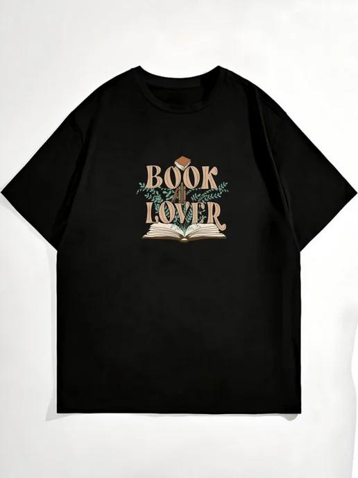 Oversized T-shirt with a book print M