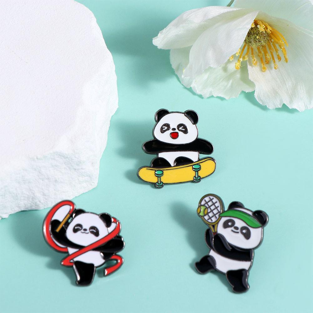Zinc Zinc Zinc Alloy Panda Athlete Enamel Pins Trinket Giant Panda Shape Badge  Fans Gifts