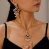 Diamond-encrusted zircon fan-shaped geometric necklace, personality temperament, collarbone necklace