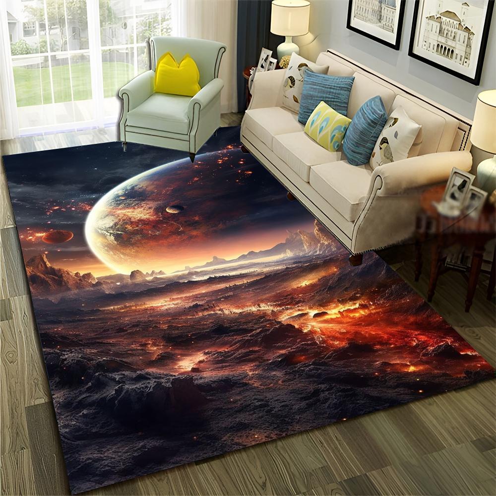 3D Univers Weltraum Galaxie Planet Stern Teppich Teppich für Zuhause Wohnzimmer Schlafzimmer Sofa Fußmatte Dekor,Kinderbereich Teppich Rutschfeste Bodenmatte