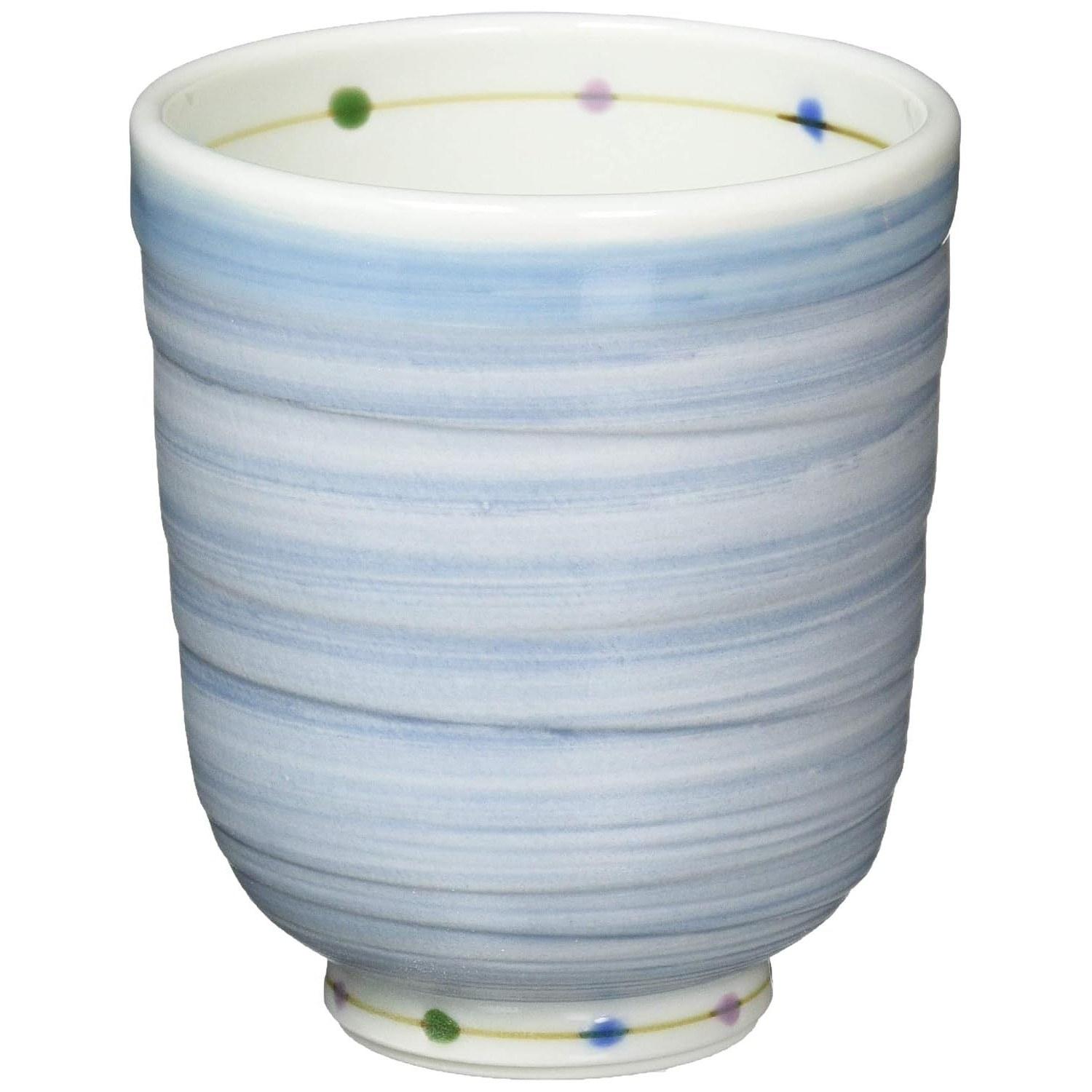 Hasami-yaki Lightweight Tea Cup (Large) Colored Dot Pattern Blue Microwave Safe Dishwasher Made Japan 14779