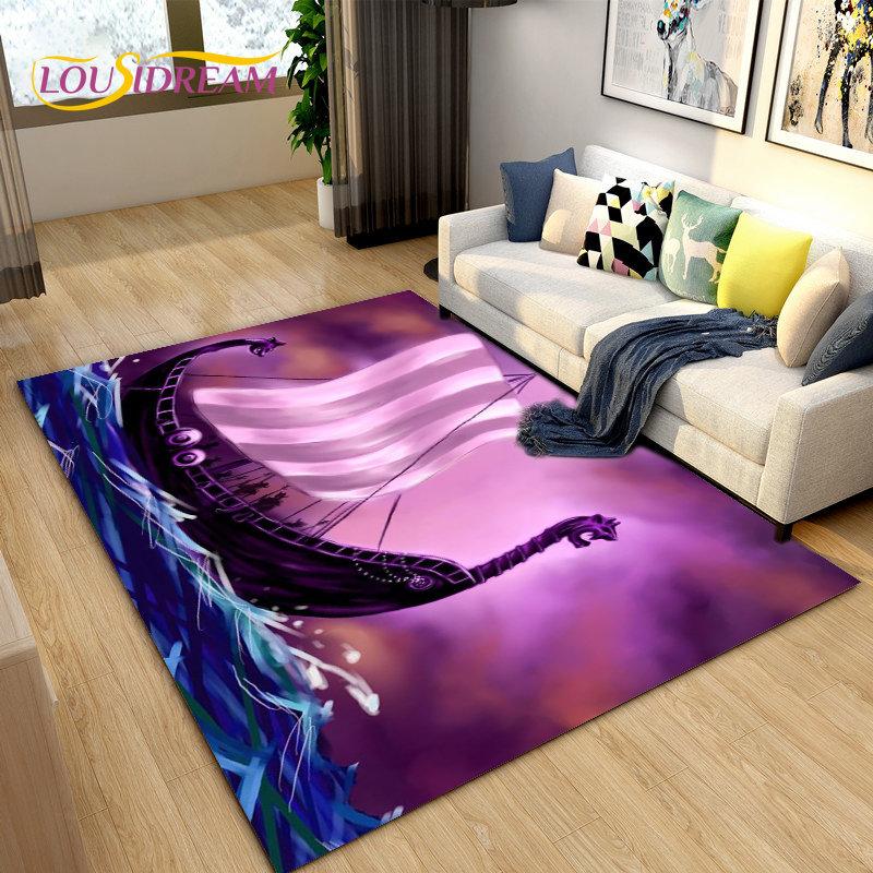 Sea Monster, Boat Ship Barque Area Rug Large,Carpets Rug for Living Bedroom Sofa Doormat Decoration,Kids Play Floor Mat