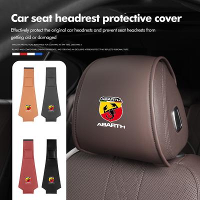 Leather Car Seat Headrest Protect Cover Universal Accessories For Abarth Stilo Ducato Palio Bravo Linea Doblo 500 Grande Tipo