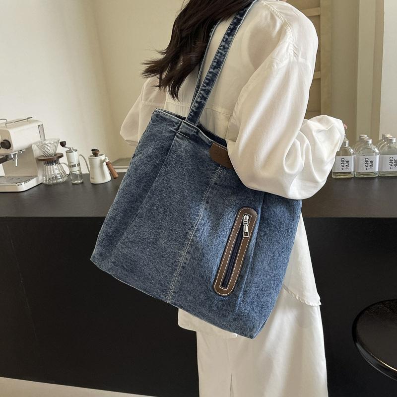 2025 New Fashion Bag Simple Casual Simple Bag Wind Large Capacity Denim Tote Bag Shoulder Bag