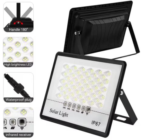 Solar Outdoor Multi-power LED Energy-saving Waterproof Floodlight Remote Control Corridor Garden Garden Balcony Garage Lighting