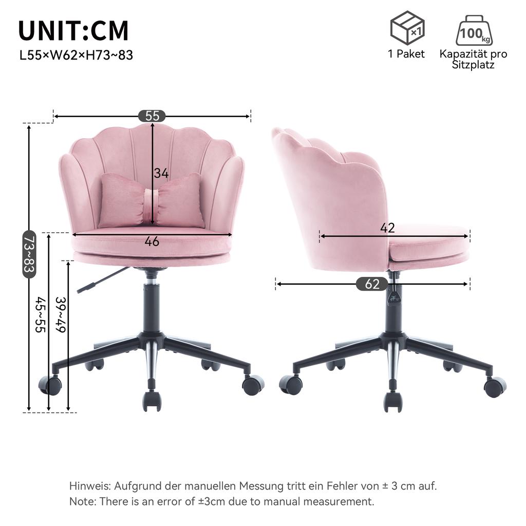Modern Design: Dressing Chair, Office Chair, Petal-Shaped Backrest, Butterfly-Shaped Lumbar Cushion, Height-Adjustable, Soft Seat Cushion.