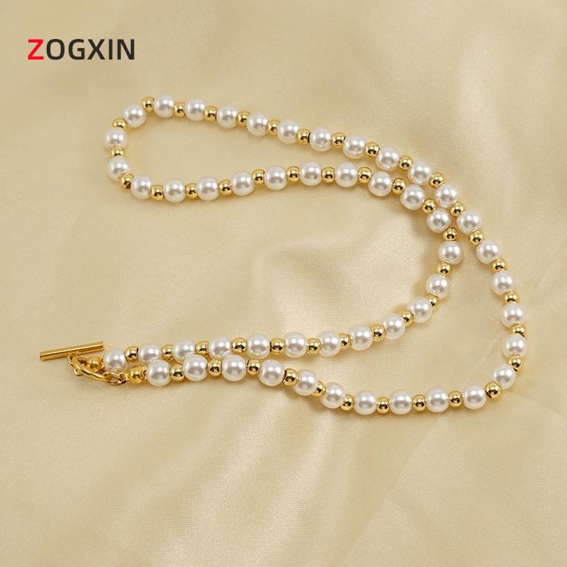 

European & American Pearl Necklace Women s DIY Fashion OT Buckle Pendant Chain белый