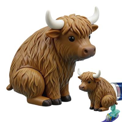 Hooglandkoe Tandpasta Topper Grappige Dierenvorm Tandpastadop Poepende Koe Tandpastadispenser voor Familie Slaapzaal Badkamer Decor