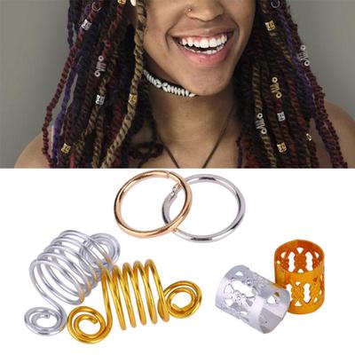 60pcs Hair Braid Rings Dreadlock Three Ply Hair Clips Loops