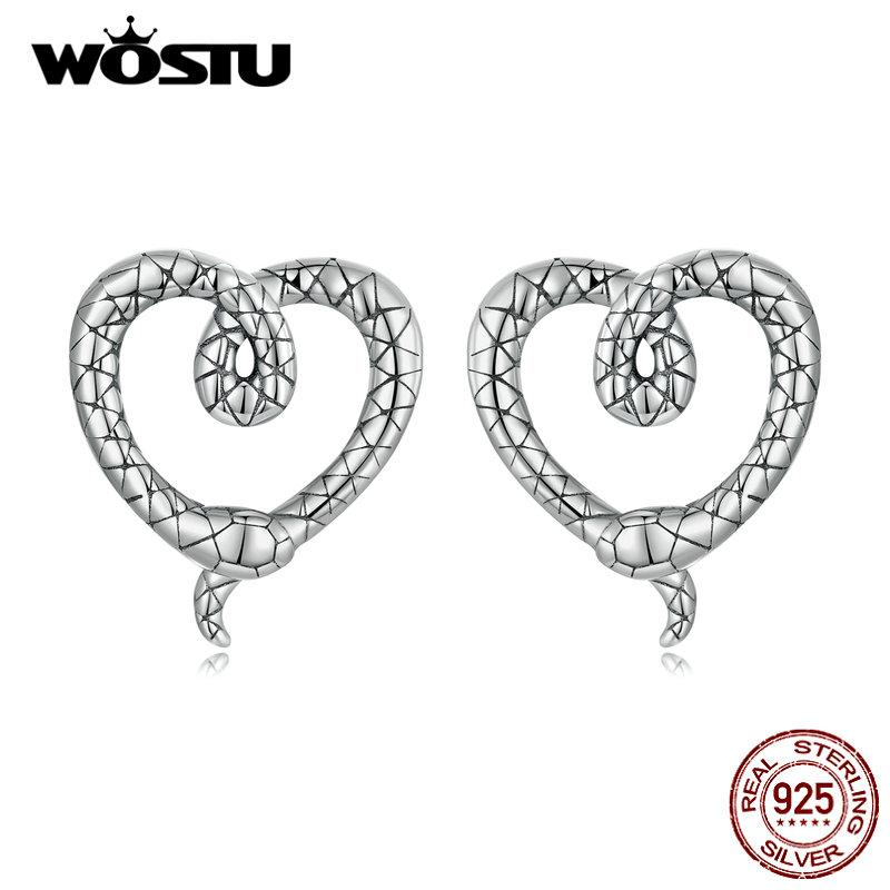 

WOSTU из натурального стерлингового серебра 925 пробы, винтажные серьги-гвоздики в виде змеи, персонализированные серьги-гвоздики в стиле панк, ювелирные украшения, подарок на вечеринку 925 silver
