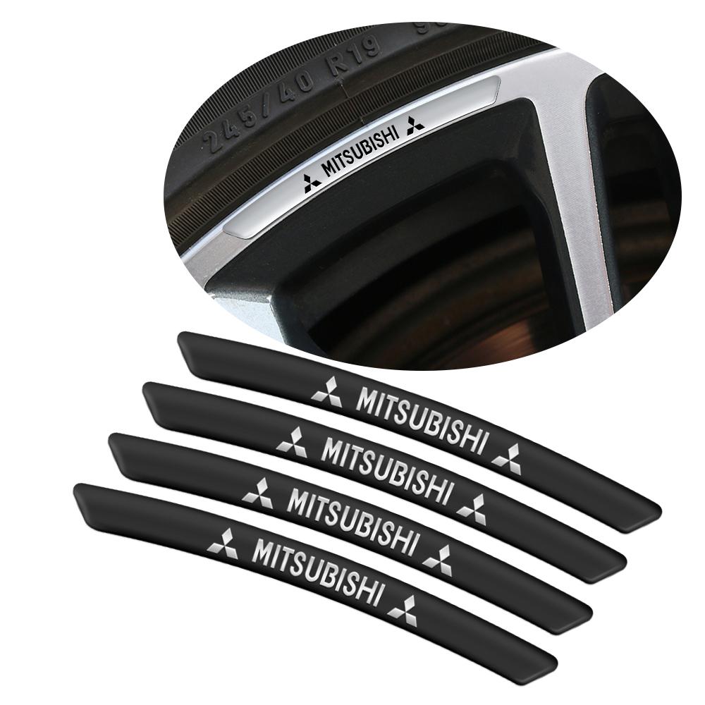 4Pcs Car Aluminum Emblem Wheel hub Rim Stickers Decoration Accessories For Mitsubishi 9 Ralliart ASX L200 Colt Outlander Pajero