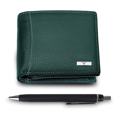 Oliver Green Leather Wallet & Pen Combo Gift Set for Men