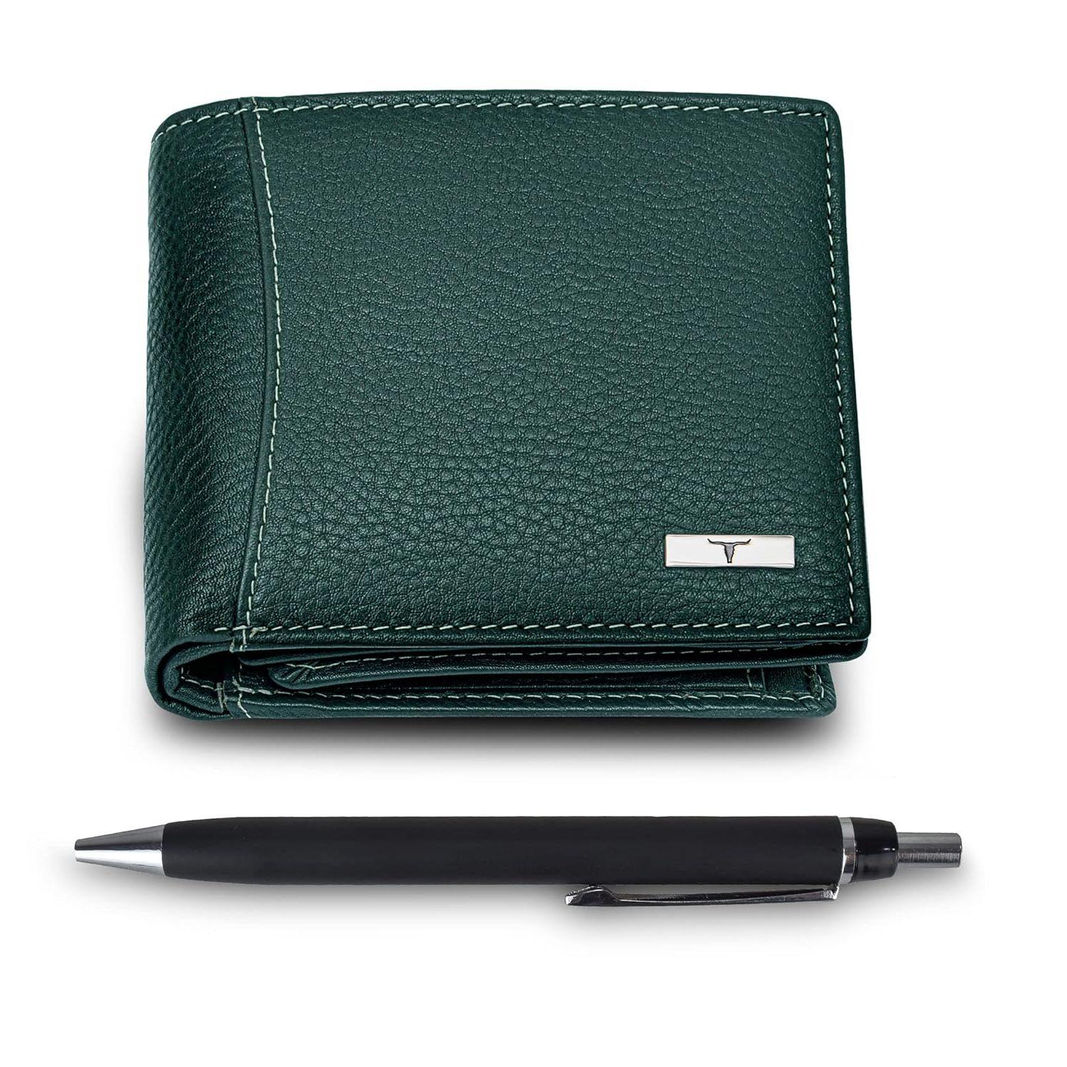 

Oliver Green Leather Wallet & Pen Combo Gift Set for Men