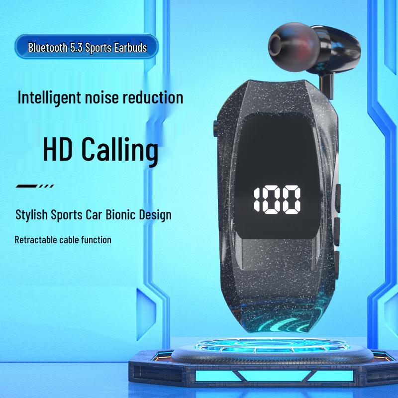 GT010 Bluetooth Earphone: Clip-on, Large Battery, Vibration, Retractable, Digital Display for Business Calls