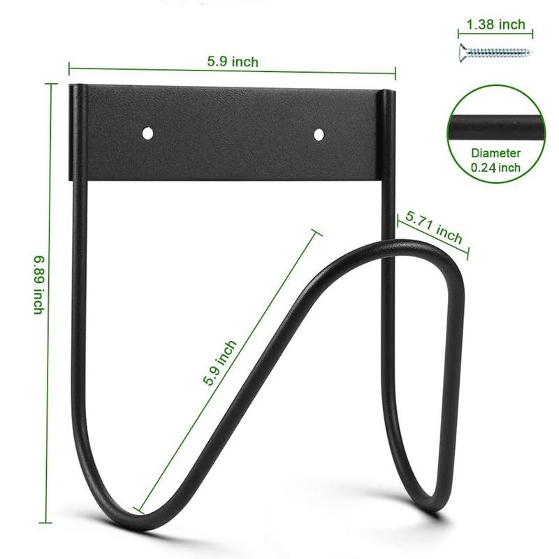 

Садовый железный каркас, гибкий шланг, перфорированный крюк, многофункциональная настенная полка для хранения для сада на открытом воздухе, крюк для водяного шланга чёрный