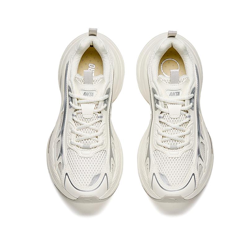 Anta Fuyiao Fashion Trendy Versatile Non-Slip Wear-Resistant Low-Top Casual Shoes Women sneaker Ivory Silver 122528857-2