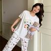 Summer Cool Soft Cute Cartoon Crayon Small New Pajamas Women's Round Neck Short-sleeved Trousers Set Skin-friendly Outer Loungewear