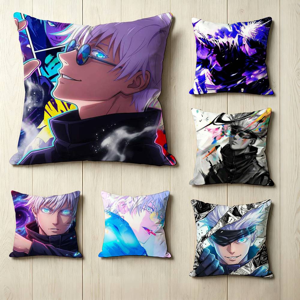 JJujutsu KKaisen Anime SSatoru Gojo Pillow Case Square DoubleSided Sofa Cushion Cover Bedroom Bedside Pillow
