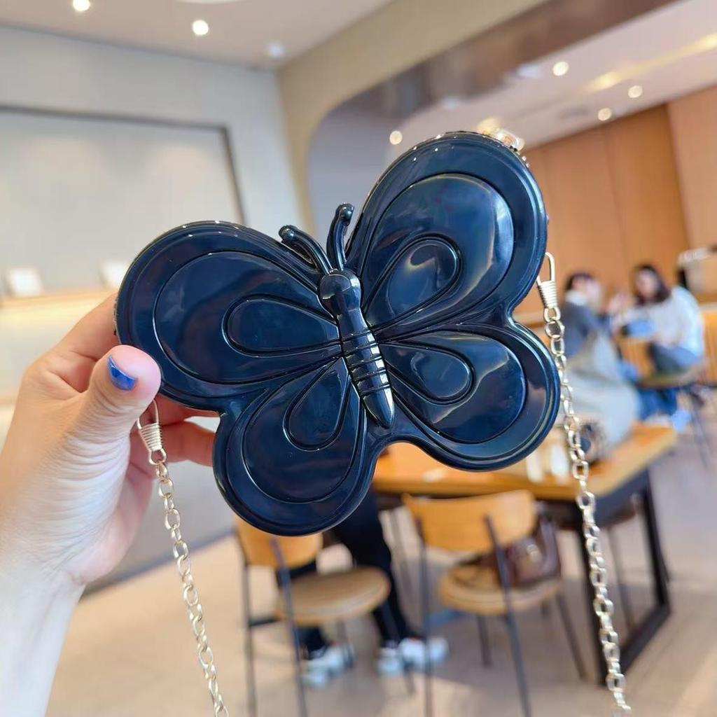 2025 Summer Cute Butterfly Jelly Crossbody Bag: Colorful Mini Chain Shoulder Bag for Girls