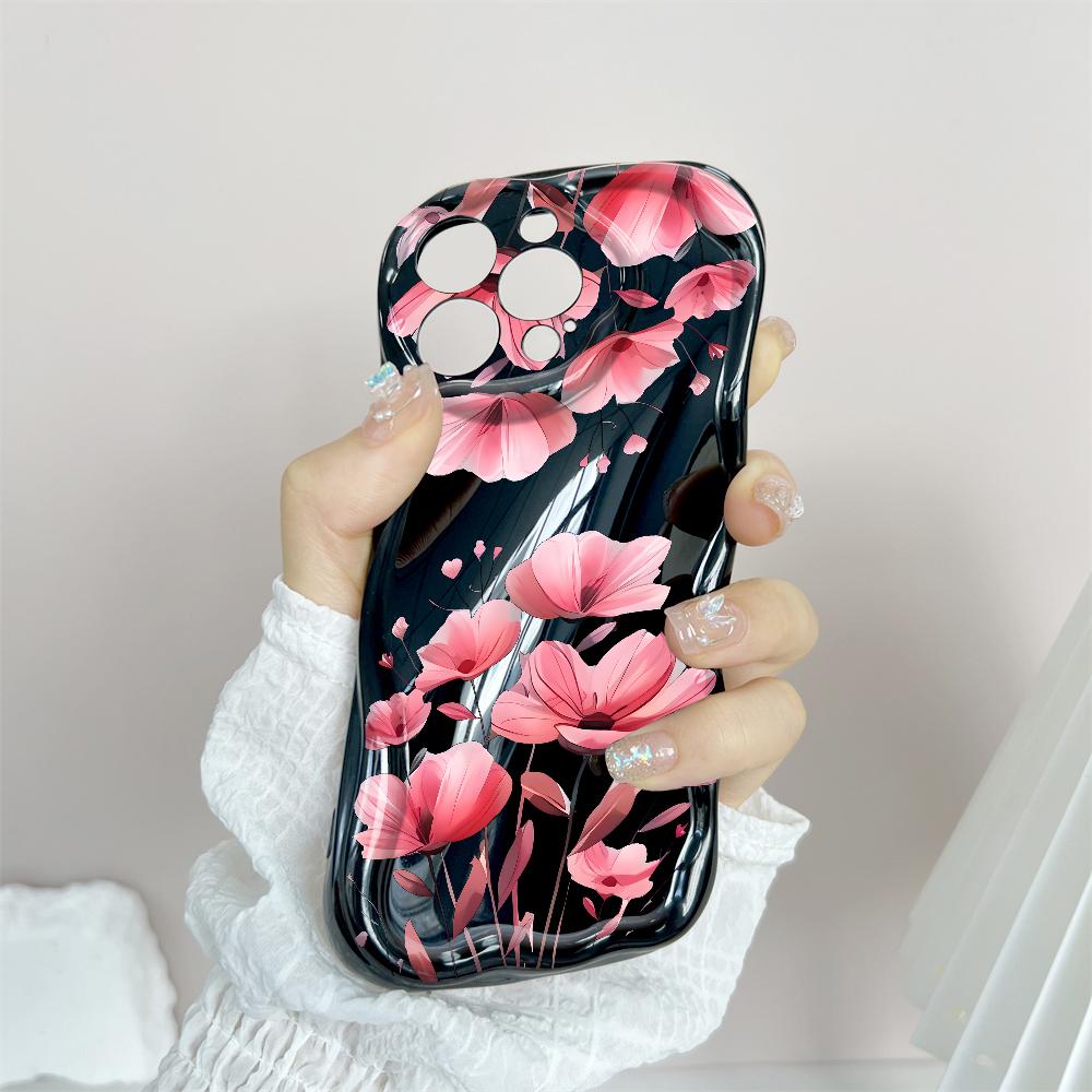 Cartoon Pattern Cream Texture Casing Wavy Edge Soft Silicone Cover Phone Case for IPhone Samsung Huawei Honor Xiaomi Redmi Infinix Tecno