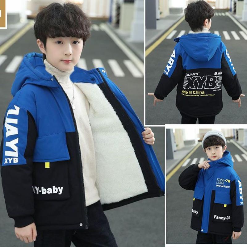 

Boys Cotton-padded Clothes with Fleece, Girls Loose Coats, Children s Cotton-padded Clothes, and Winter Thickened Cotton-padded Jackets 120cm