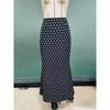 Women High Waist Polka Dot Mermaid Maxi Skirt Slim Fit Elegant Long Skirt