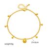 Stainless Steel Gold Double Layer Bead Bell Anklet Boho Adjustable Minimalist Luxury Chain Ankle Bracelet
