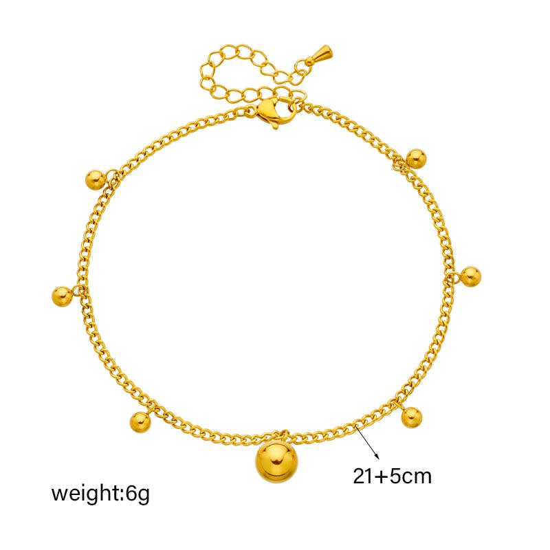 Stainless Steel Gold Double Layer Bead Bell Anklet Boho Adjustable Minimalist Luxury Chain Ankle Bracelet