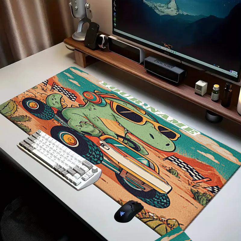 1PC Custom Name Dino Racer Adventure Mouse pad, keyboard and mouse desk pad, for computer notebook Birthday Gift For Any Room Or Office