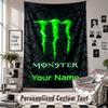 Wall Hanging Tapestry With Custom Name & Text, Monster Energy Decorative Tapestry For Bedroom