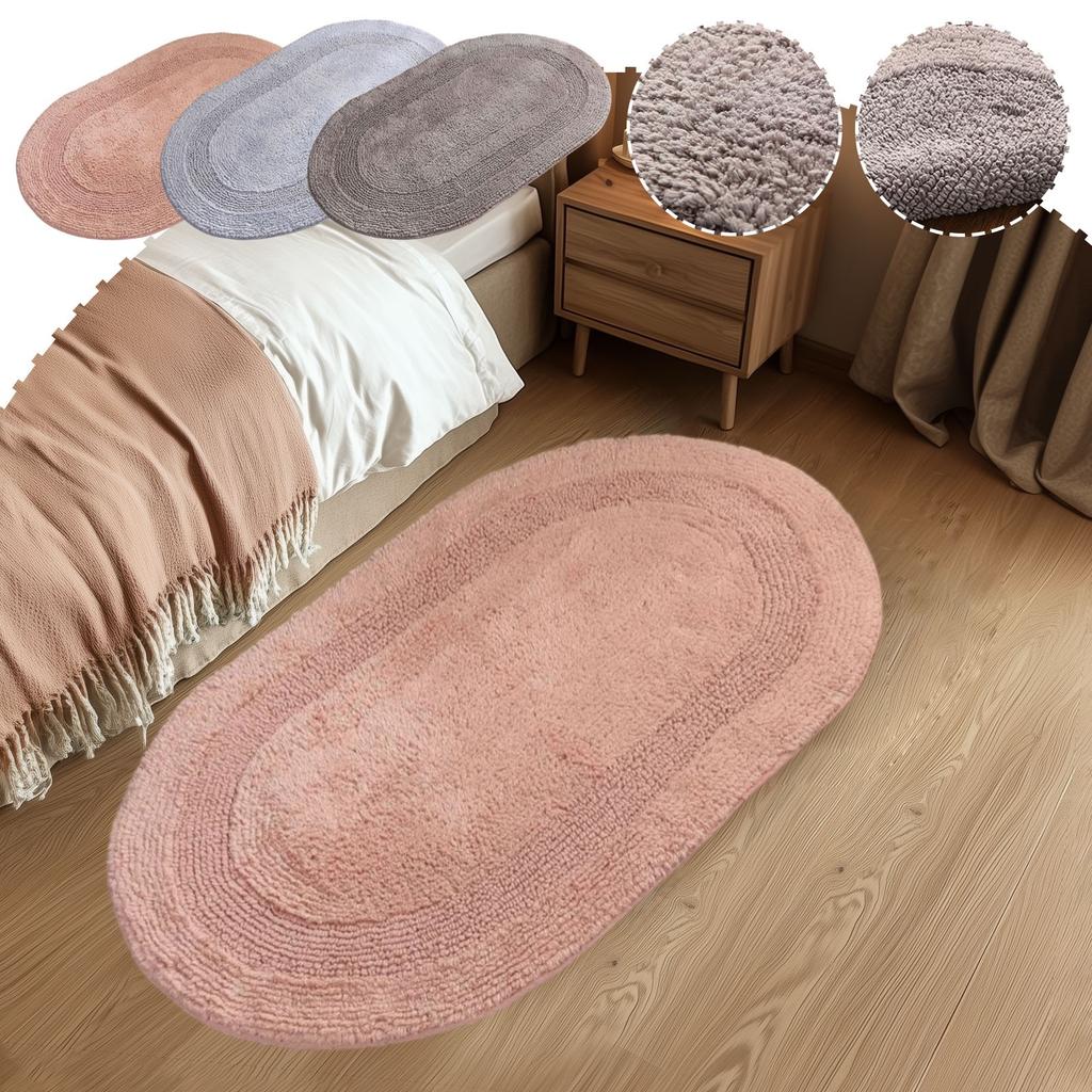 Oval Floor Mat, Door Mat, Double-sided Plush Kitchen And Bathroom Water-absorbing Foot Mat, Vacuuming Foyer Mat