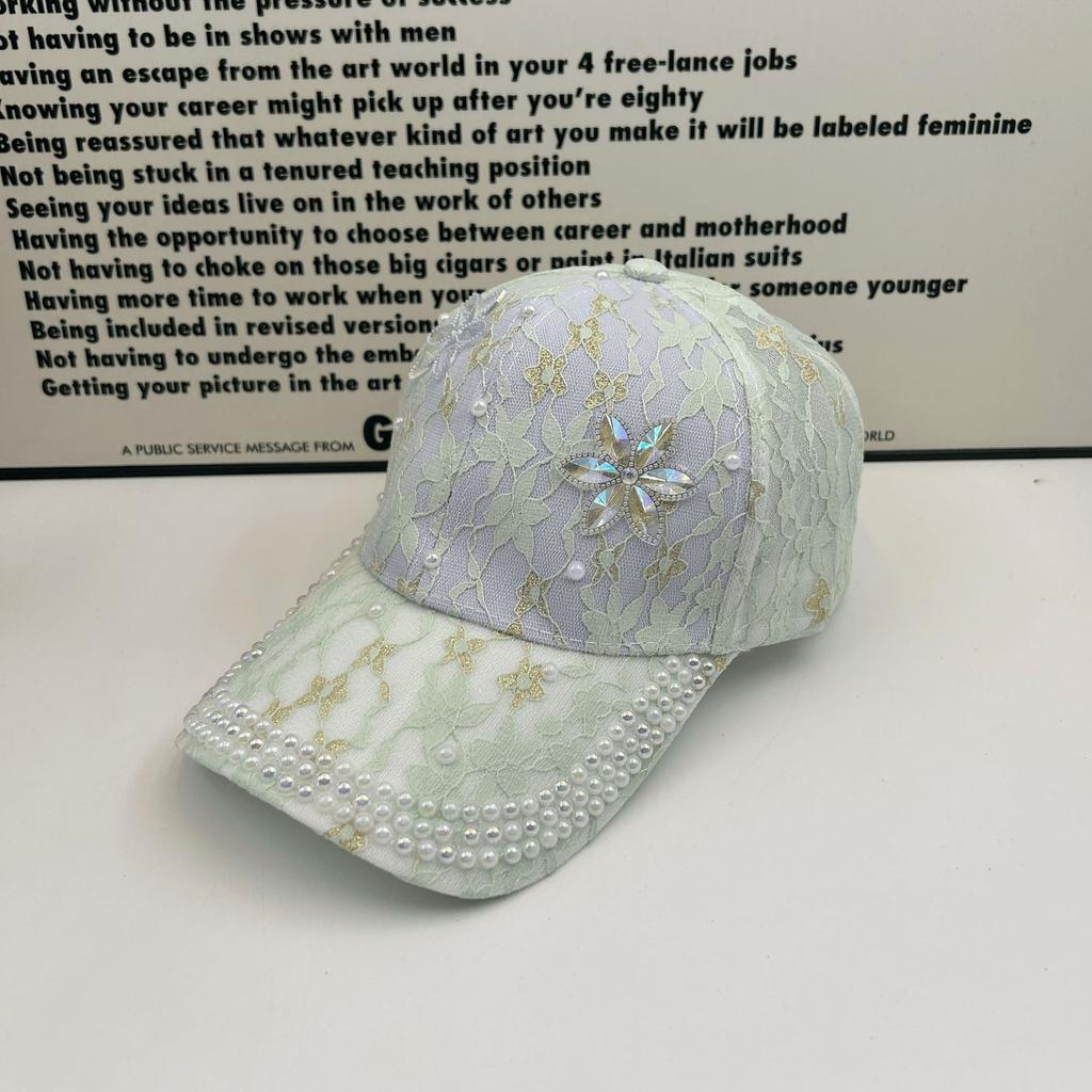 New rhinestone cap travel lace mesh breathable baseball cap summer visor sun protection cap women's summer